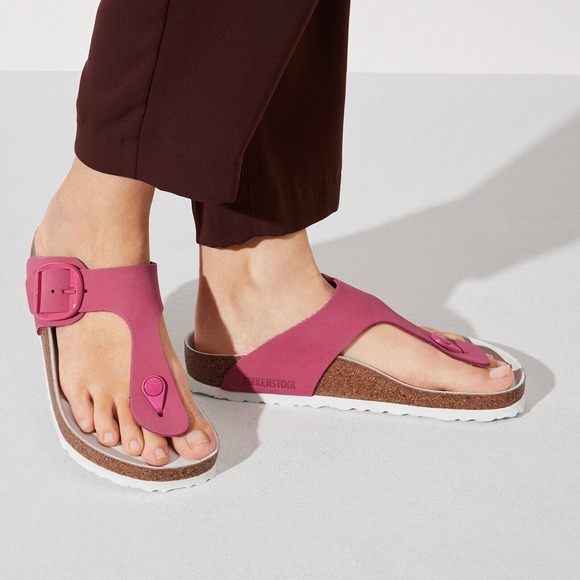 Birkenstock Women's Gizeh Big Buckle Nubuk Fuchsia Tulip Sandal US5 EU36 1022558 - Picture 2 of 6